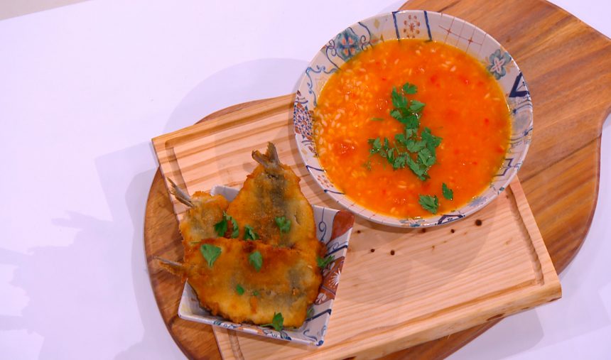 PANADOS DE SARDINHA COM ARROZ DE TOMATE CORAÇÃO DE BOI